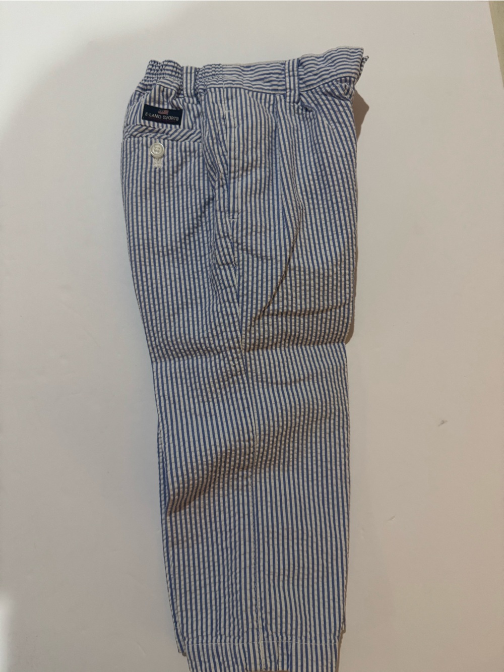 E Land Kids Blue & White Seersucker Casual Pants